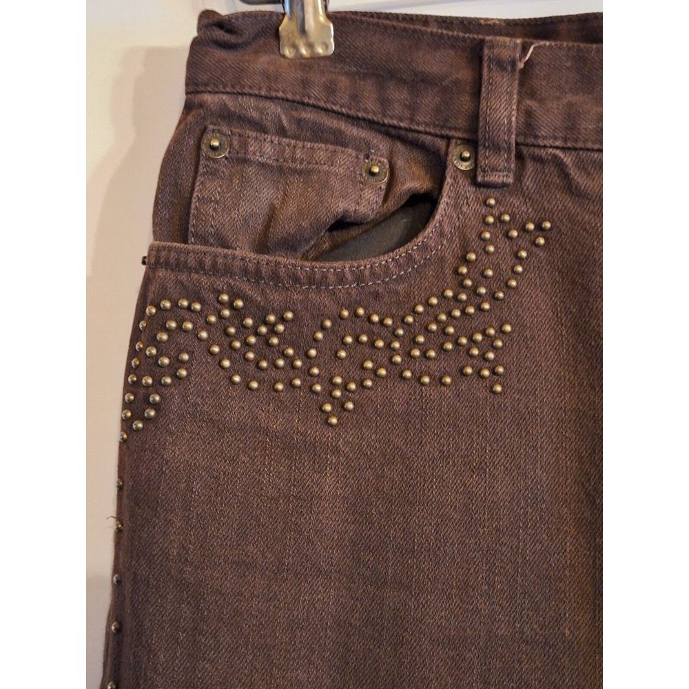 VINTAGE Lauren Ralph Lauren Women's Jeans Petite 2P, Brown Beaded Brass Western